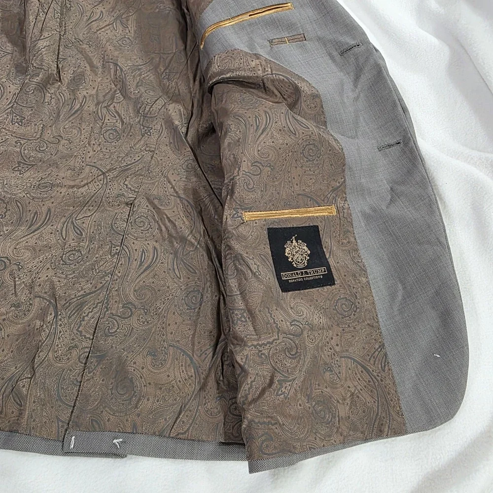 Donald Trump SIGNATURE  Collection Sport Coat Men 44L Wool Tan Single-Breasted*‎